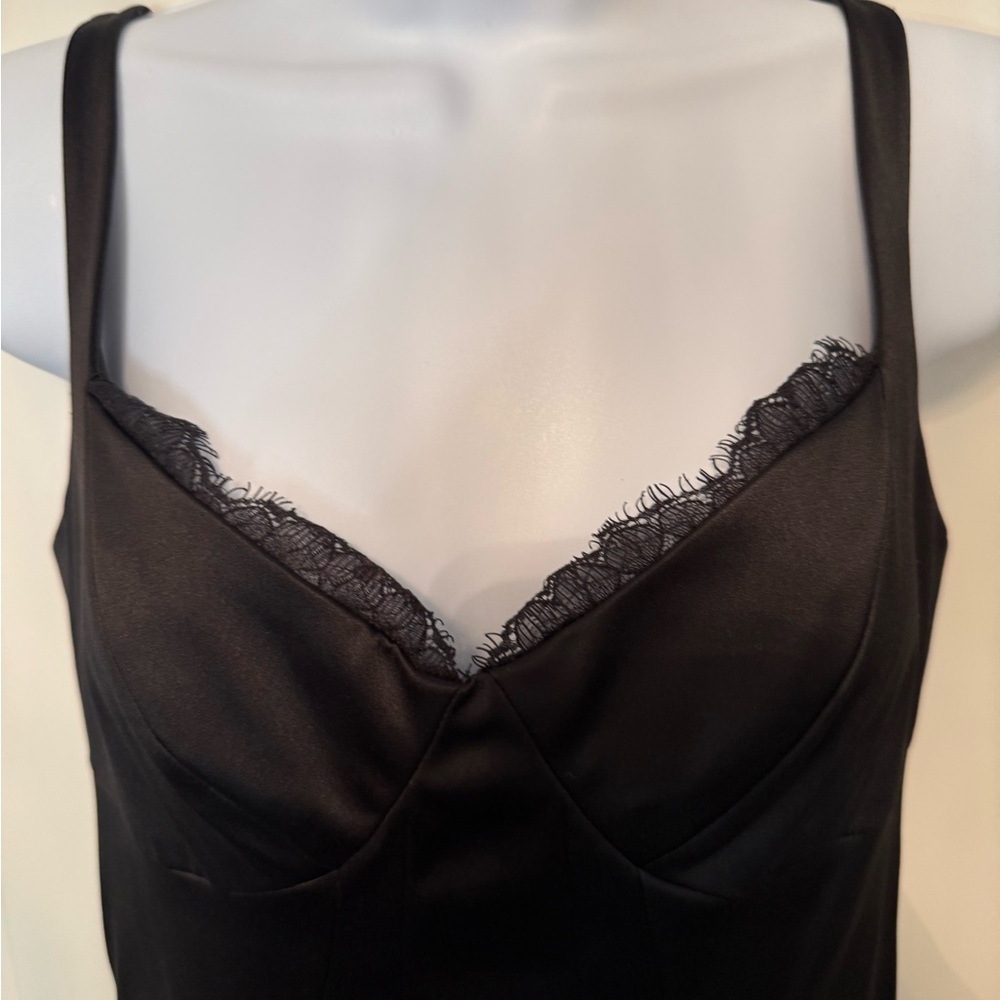 Max & Cleo Black Slip Dress Lace Trim Elegant Evening Size 6